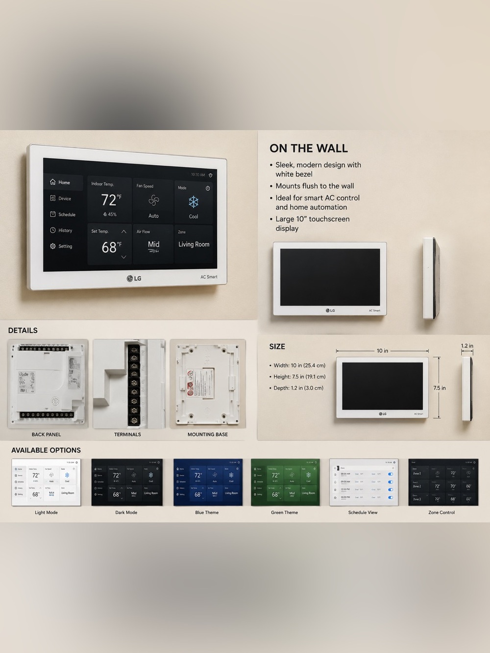 LG 10" Touchscreen Smart Thermostat - White Bezel